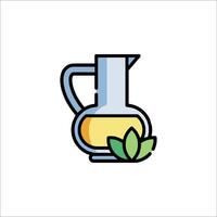 A jug with a leaf and a leaf in it vector