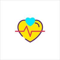 Heartbeat icon with a heartbeat line and a heart vector