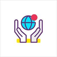 Hands holding a globe icon vector