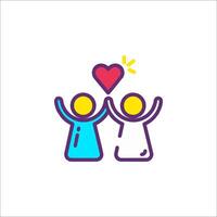 Two people holding hands with a heart in the middle vector