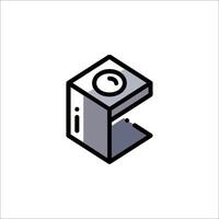 A black and white image of a box with a clock inside vector