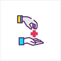 A hand giving a cross to another person vector