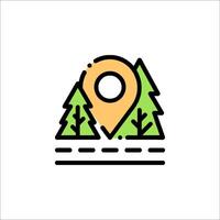 A map marker with trees and a road vector