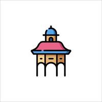 A building with a roof and a pink dome vector