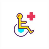 A person in a wheelchair with a cross on his head vector