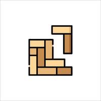 A brick wall icon with a wooden block vector