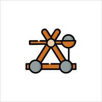A wooden catapult icon on a white background vector