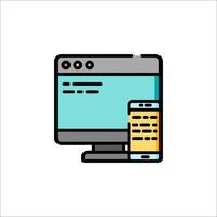 A computer and phone icon on a white background vector