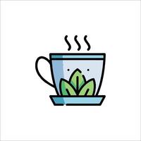 A cup of tea with leaves on it vector