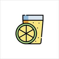 A glass of lemonade with a slice of lemon vector