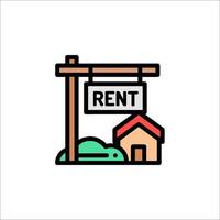 A house with a sign for rent and a house vector