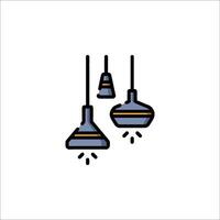 A line drawing of three lamps hanging from a ceiling vector