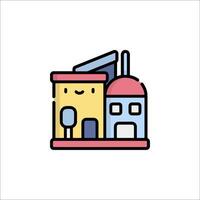 A cartoon building with a cat on top vector