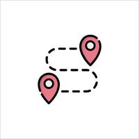 A map icon with two pins pointing to each other vector