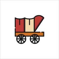 A wagon with a red and yellow top vector