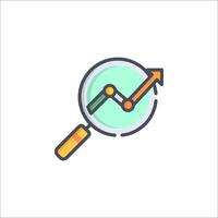 Magnifying glass icon with a graph line vector