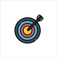Arrow in the center of target icon vector
