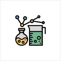 A chemical beaker and flask with a chemical reaction vector
