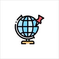 A globe with a pencil and a red arrow vector
