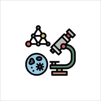 Microscope and other objects in a line icon vector