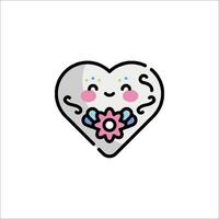 A heart shaped cookie with a flower on it vector