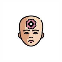 A cartoon head with a pink flower on it vector
