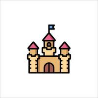 A castle icon with a flag on top vector