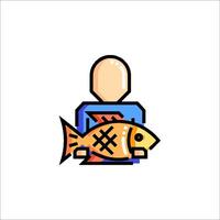 A man holding a fish icon vector