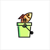 Fish in a bucket icon vector