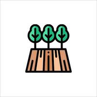 A line icon of trees growing on a field vector