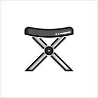 A black and white icon of a folding chair vector