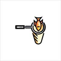 A logo for a restaurant with a fire in it vector