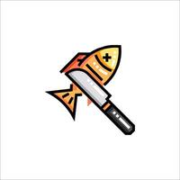 A knife and fish icon on a white background vector