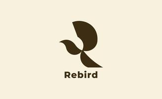 Logo Bird and Letter R with elegant bold concept. Monogram minimalist and modern design. vector