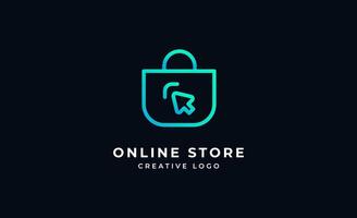 Logo Online shopping bag in futuristic concept. Modern and minimalist design. vector