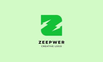 Logo Green Power and Letter Z with elegant bold concept. Monogram minimalist and modern design. vector