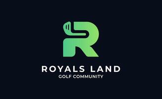 Professional and simple Initial R with Golf design. Golf ball, golf stick and sport typography concept. Club and community concept. vector