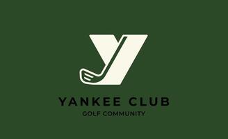 Golf logo with Initial Y. Golf ball, golf stick and sport typography concept. Club and community template design. vector
