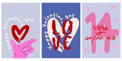 Posters for St. Valentine's Day. February 14 modern banner design concept. Set of Valentine's day greeting cards. posts on social networks, elements for print vector
