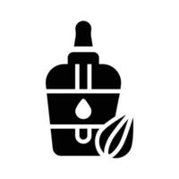 A bottle of almond oil with a dropper, ready to use icon of almond oil.. vector