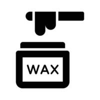 A simple, stylized graphic of a container of hair removal wax with wax being dispensed.. vector