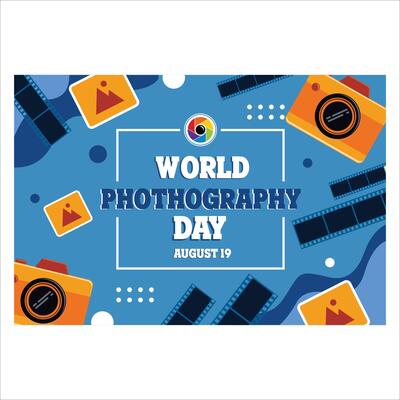Celebrate World Photography Day with a captivating experience that embodies the art of capturing moments and creating lasting memories. flat modern illustration