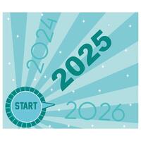 happy new year 2024,Finger about to twist the start button 2024 with the text 2023,2024,2025 and start on twist button. flat modern illustration vector