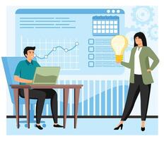 Business Team Collaboration Concept With Innovative Ideas and Analysis. vector