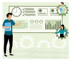 Team Collaboration on Data Analysis and Business Strategy. vector