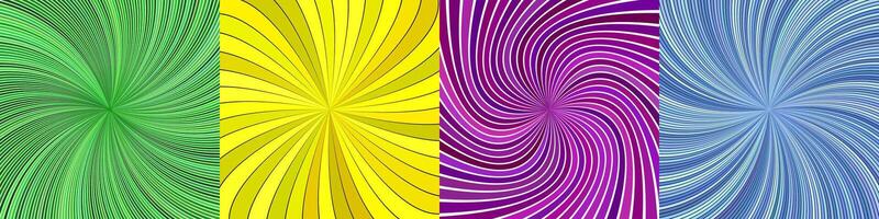 Colored abstract geometric ray burst background set vector