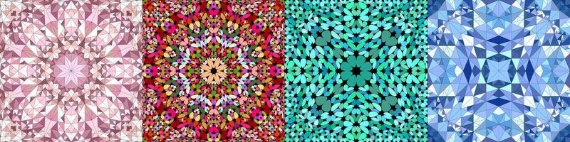 Seamless geometric mandala pattern set vector