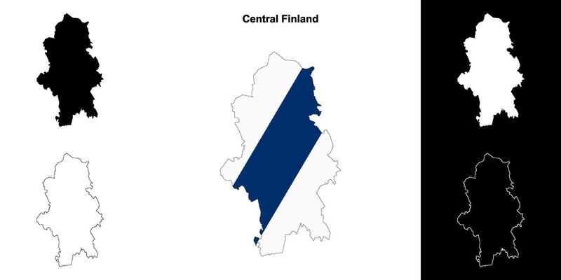 Central Finland region outline map set