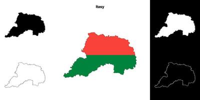 Itasy region outline map set vector