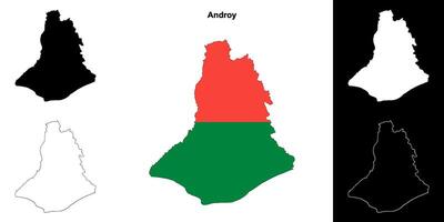 Androy region outline map set vector